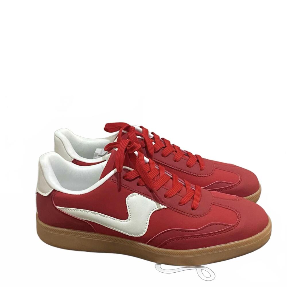 NEW LA SHEELAH women's modern sneaker in red/white